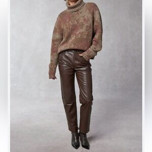 New Banana Republic Sz 31P Brown VEGAN LEATHER PANT